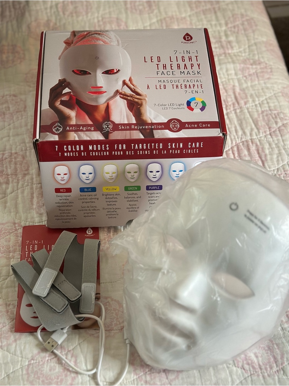 Pursonic | 7 Color LED Red Light Therapy Face Mask for Acne & Anti-Aging NWT 🏷️